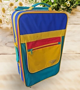 Vintage Global Travel Ware My Stuff Rolling Suitcase Luggage Multi-Color Kids - Picture 1 of 17