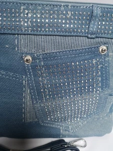 Jeans Ladies Crossbody Bag with rhinestones - Picture 1 of 13