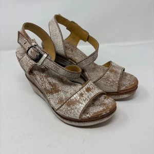 Damen Bed Stu Plateau Sandalen Crackle Absatz weiß braun Größe 6 - Bild 1 von 7
