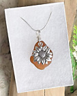 New Boxed 18" Sterling Plated Necklace Genuine Brown Bech SEA GLASS & Sunflower