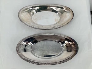 VINTAGE F.B. ROGERS SILBER TELLER OVAL SERVIERSCHALE BROT TABLETT 2er SET - Bild 1 von 3