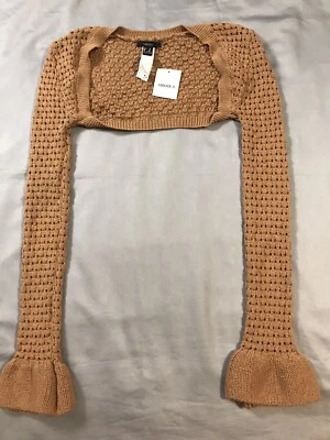 Chaqueta de punto Forever 21 para mujer mediana marrón manga campana recortada Foto 1 de 4