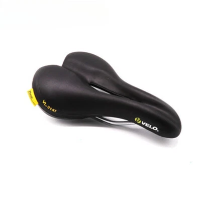 Asiento de sillín de bicicleta MTB ancho cómodo suave cojín bicicleta cuero PU sillín acolchado Foto 1 de 4