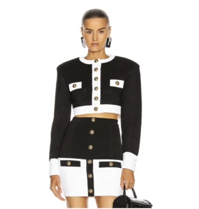 NEW! CLASSIC COUTURE CO-ORD SET BLACK & WHITE BANDAGE TOP & SKIRT LONG SLEEVE - Picture 1 of 12