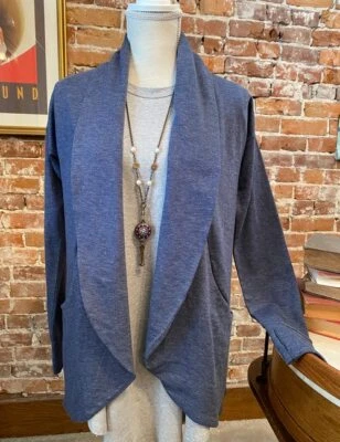 Cuddl Duds Heather Navy Blue Terry Shawl Collar Cardi Wrap Cardigan XXS/XS New Foto 1 de 4