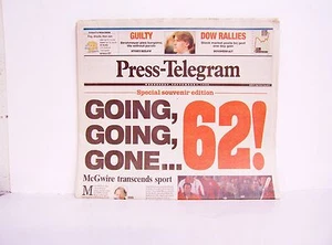Mark McGwire 62 Home Runs Whole Long Beach PRESS TELEGRAM Vintage Newspaper1998 - Picture 1 of 1