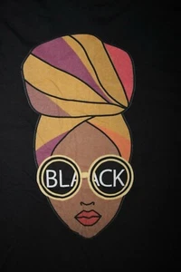 Black Woman with Headwrap V-Neck T-Shirt Medium, schwarz  - Bild 1 von 4