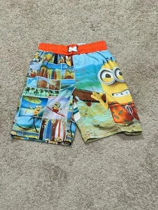 Despicable Me Boys Swim Trunks Size 6/7 Multicolor Minions Print Elastic Waist - Picture 1 of 6