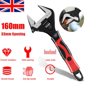 Extra Wide Jaw Adjustable Wrench Spanner 6" Heavy Duty 0-30MM Opening -UK SELLER - Picture 1 of 16