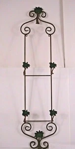 vtg Wrought Iron 2 Plate display Rack wall hanging palm tree brown scroll - Picture 1 of 9