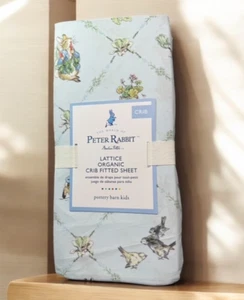 Pottery Barn Kids PETER RABBIT LATTICE Kinderbettlaken NEU blau - Bild 1 von 5