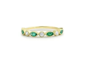 1ct Natural Emerald Diamond Half Eternity Anniversary Band 14k SOLID Yellow Gold - Picture 1 of 10