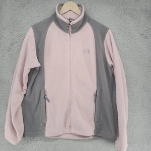 North Face Fleece Jacket Full Zip Sweater Womens M Pink and Gray Mock Neck - Picture 1 of 23