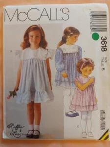 Patrón de vestido para niños McCall's 3618 vintage con volantes y encaje talla 5 - Imagen 1 de 2