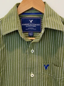 American Outfitters Vintage Fit ButtonUp Shirt Size XS Long Sleeve Green Striped - Picture 1 of 4
