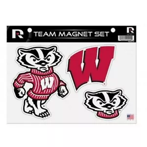 WISCONSIN BADGERS TEAM COLLEGE SPORTS NCAA MAGNET SET OF 3 - Picture 1 of 1