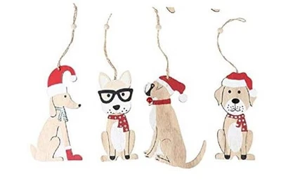 Наборы Рождество/праздники милые деревянные собаки, автомобили, грузовик, дерево, 4 коричневый - Изображение 1 из 4