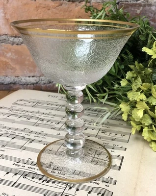 Imperial Glass Champagne Sherbet with Candlewick Stem 3400 Etched Gold Edge - Image 1 of 4