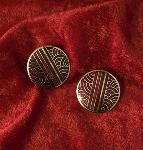 Vintage SITI Emaille Kreis Ohrclips Art Deco Stil - Bild 1 von 6
