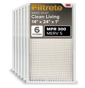 Filtro de aire para horno de CA Filtrete 14x25x1, MERV 5, MPR 300, paquete de 6 - Imagen 1 de 7