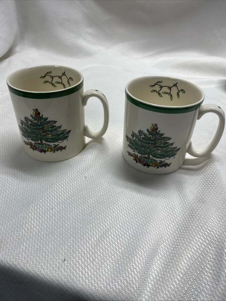 Set Of 2 VTG. SPODE CHRISTMAS TREE COFFEE/TEA CUPS 3 1/4" EUC Replacement Cups - Image 1 of 4