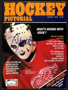 Rogie Vachon Detroit Red Wings Firmado/Auto 1979 Hockey Pictorial JSA 197296 - Imagen 1 de 2