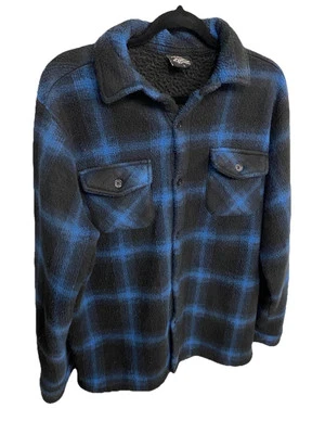 Original Deluxe Supply Mens L Blue Plaid Lined Flannel Long Sleeve Warm Winter - Image 1 of 4