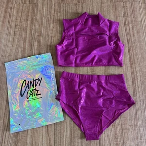 Juego de 2 piezas Candy Catz rosa metálico (parte superior pequeña/fondo mediano) - Imagen 1 de 6