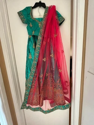 Brand new custom stitched green Indian lehenga with choli/duppatta for women  - Image 1 of 3