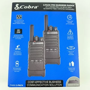 Pack de 2 radios professionnelles Cobra PX655 Pro 22 canaux avec chargeur NEUF scellé - Photo 1/5