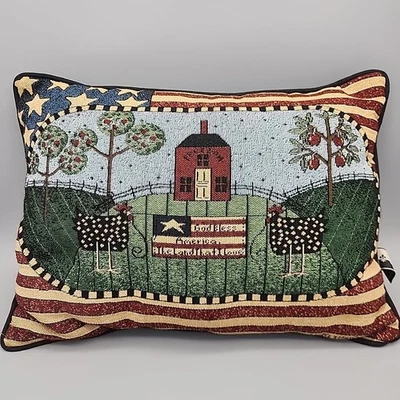 Almohada tapiz patriótico God Bless America arte popular firmada-La France hogar EE. UU. Foto 1 de 4