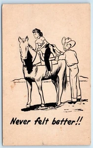 CARTOLINA L'umorismo non si è mai sentito meglio cowboy che aiuta una bella donna a salire a cavallo - Foto 1 di 2