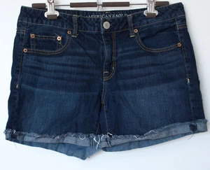 American Eagle Damen Jeansshorts Größe 8 blau Jeans mittlerer Bund ausgefranster Rollsaum - Bild 1 von 6