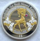 Kiribati 2016 Reindeer Rubby Dollar Gold Plated Silver Coin,Proof