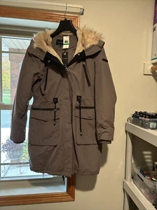 NWT LUCKY BRAND $250 GREY OYSTER FAUX FUR LINED HOOD ANORAK JACKET COAT SZ LG - Picture 1 of 4