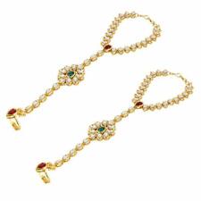Indian Bollywood Traditional Gold Tone Hathphool Kundan Bridal Fashion Bracelet 