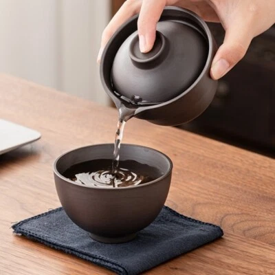 UNMARKED Purple Clay Tea Pot with Infuser Cup Chinese Tea Set Portable Kung Fu Tea Sets