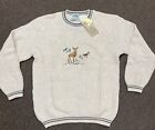 NWT Vintage Northern Reflections Sweater Womens SP Cream Crewneck Deer Squirrel
