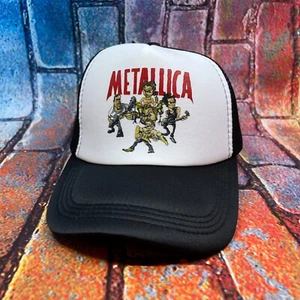 Metallica Retro Logo Mens Trucker Hat Black Snapback Heavy Metal Cap - Picture 1 of 3