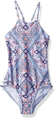 Traje de baño folclórico azteca sin mangas cuello alto Seafolly para niñas talla 10 Foto 1 de 2