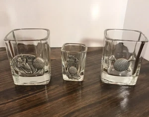 Golfing Glass Lot 2 Cocktail Rocks Glasses & 1 Shot Glass I'd Rather Be Golfing - Imagen 1 de 5