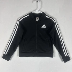 Adidas Full Zip Classic Track Jacket Youth Boys Small Black Long Sleeve Soccer - Picture 1 of 11