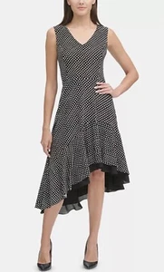 Tommy Hilfiger Kleid schwarz weiß gepunktet Rüschen Salsa elegant Party Gr. 8 - Bild 1 von 12