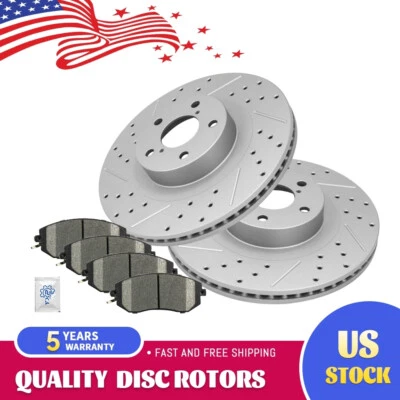Front Drilled Rotors + Ceramic Pads For Subaru Forester XV Crosstrek BRZ Legacy - Image 1 of 4