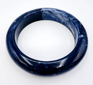 Marbled Blue Acrylic Domed Bangle Bracelet - Picture 1 of 8