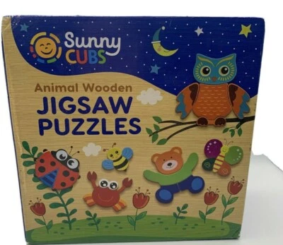 Wooden Jigsaw Animal Puzzles Sensory Fine Motor Skills Development for Babies  - Image 1 of 4