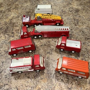 Vintage Tonka 5" Pressed Steel Toys Fire Trucks Ambulance Pickup Vans - Picture 1 of 15