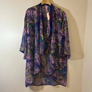 Serenada Womens Pegnoir One Size Bright Colorful Funky Psychedelic Duster - Picture 1 of 10