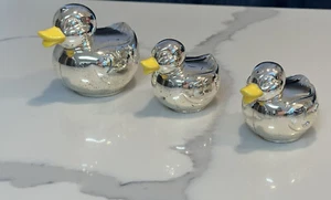 Reed & Barton Silver Plated Duck Coin Banks Set of 3 Duckie Sorter Nursery Decor - Picture 1 of 24