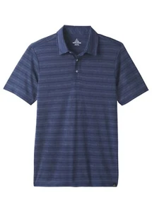 prAna Neriah Shirt short Sleeve Polo Light Men's Polo Shirt Blue A Stripe - Picture 1 of 1